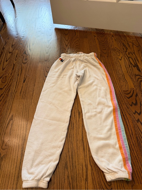 Aviator Nation Pants - Aviator Nation White Sweatpants with Rainbow Side Stripes